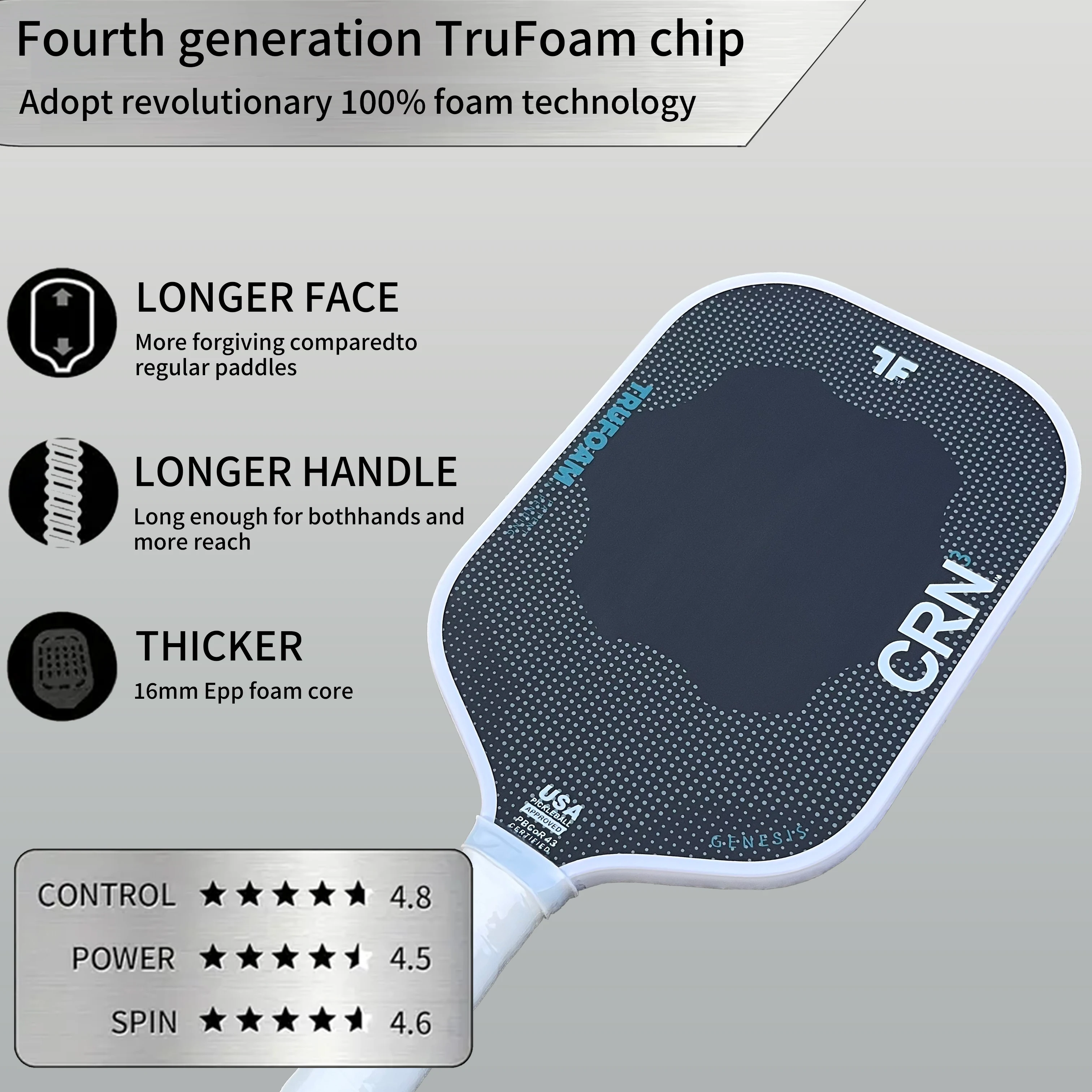 MONDEX ألياف الكربون Gen-4 رغوة الأساسية مضرب كرة المخلل توسيع الحلو بقعة CRB Trufoam Pickleball Paddle700 مضرب ألياف الكربون #1