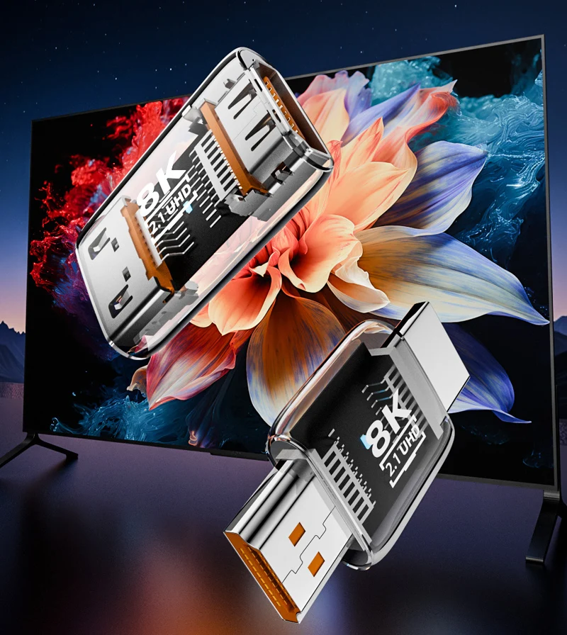 Transparent 8K60HZ HDMI 2.1 Cable 90 180 Degree Up/Down/Left/Right Angle Adapter Male To Female for HDTV Projector PS4 Laptop PC