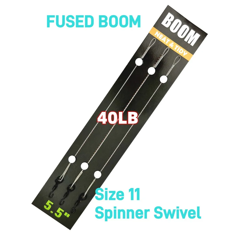 Carp Fishing Leader Line For Rigs Accessories Fused Boom 100% Fluorocarbon Leader 5.5 inch hooklink with Ronnie And Ring Swivel