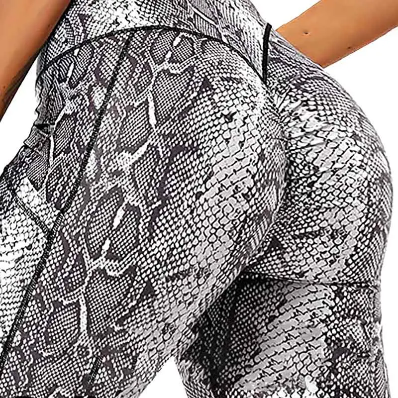 Fashion Snake Print Yoga Pants Elastic animal skin sports leggings Leopard Print Fitness Women pants High Waist gym sportswear