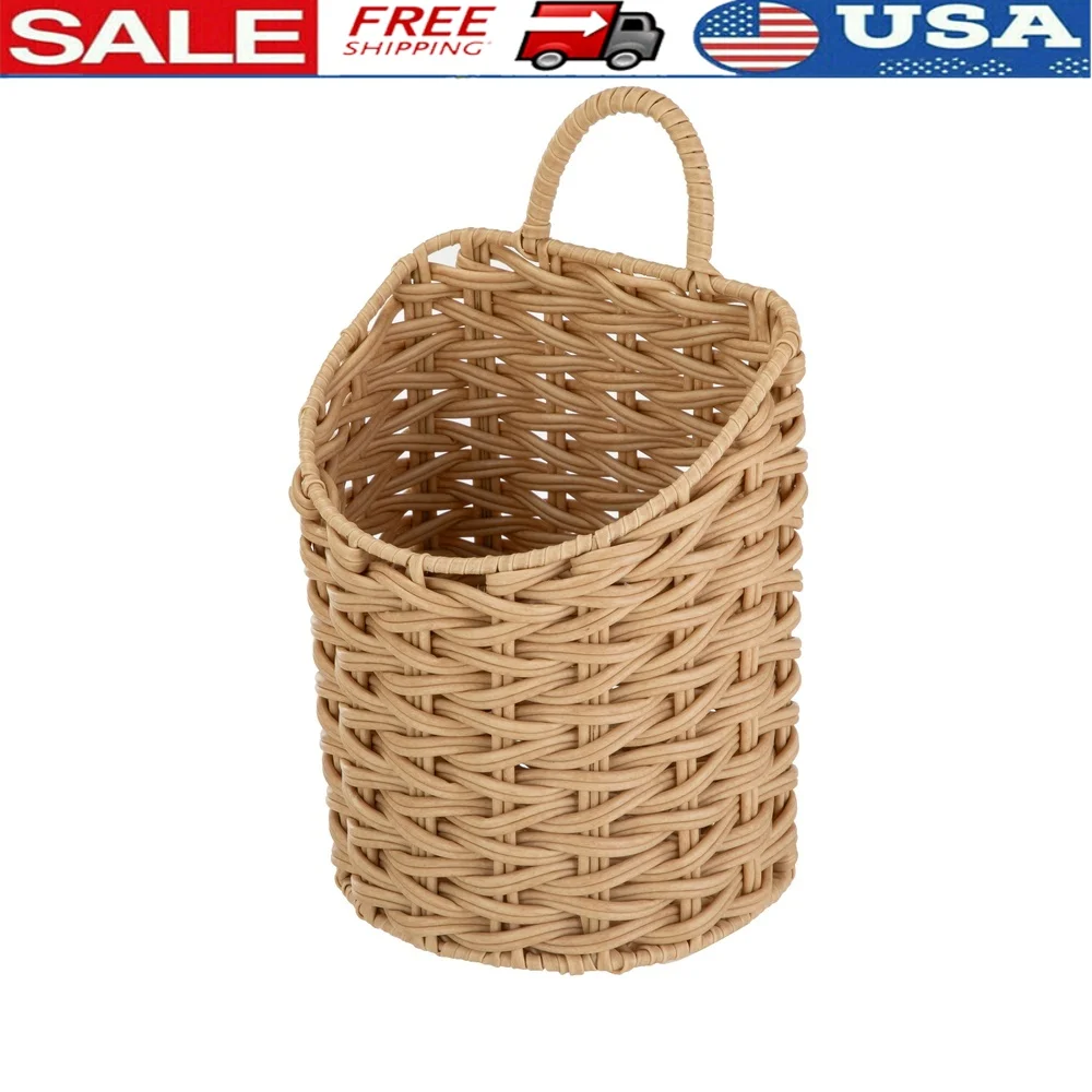 

2PK Hanging Storage Baskets Durable PE Rattan Weave Bathroom Organizers Versatile Home Decor Storage Solutions Toiletries
