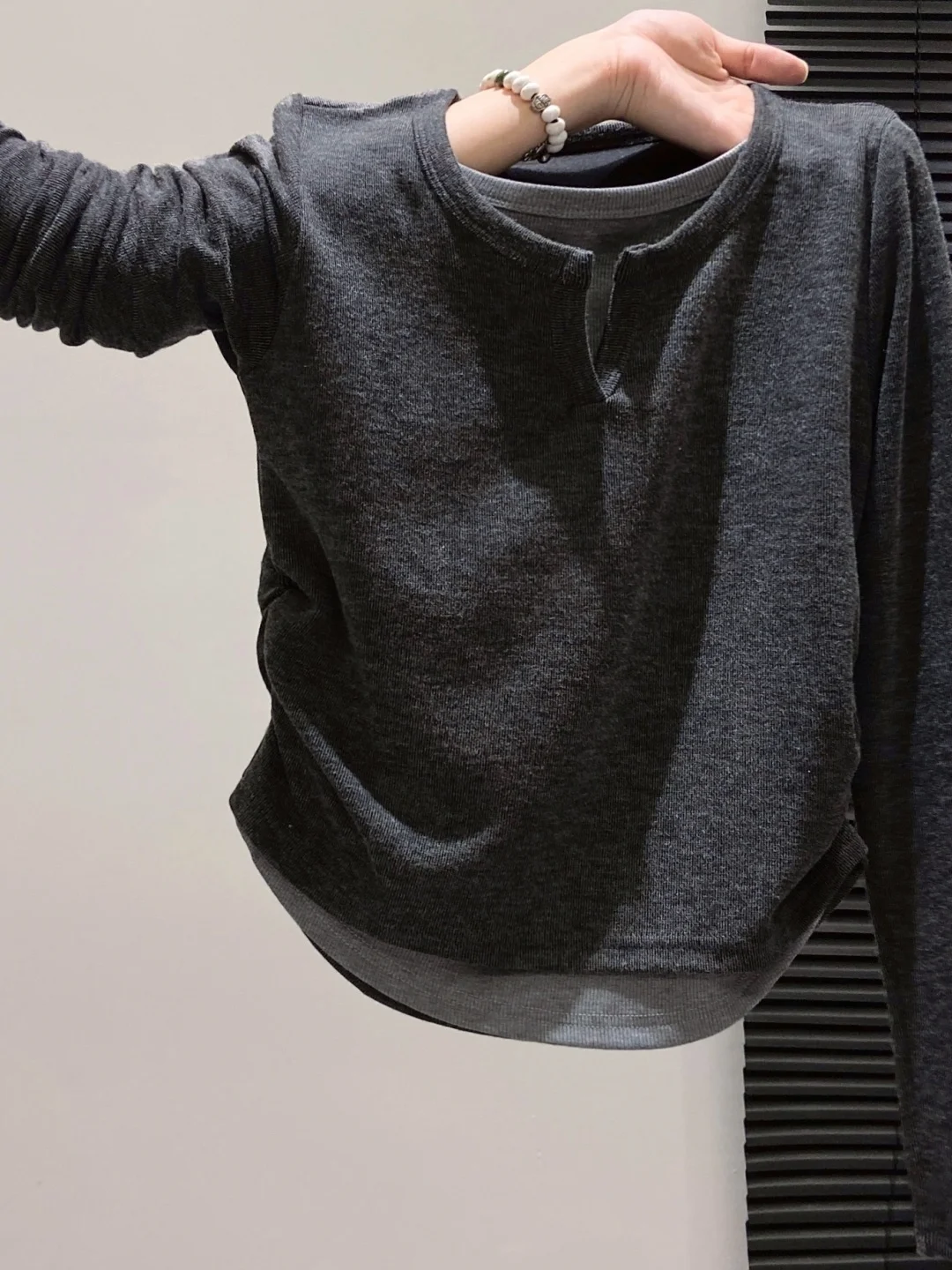 Slim Fit Long Sleeve T-Shirt Inner Wear Outerwear Casual Style Organic Bamboo Fiber Soft Comfortable Breathable Sweat Absorbent