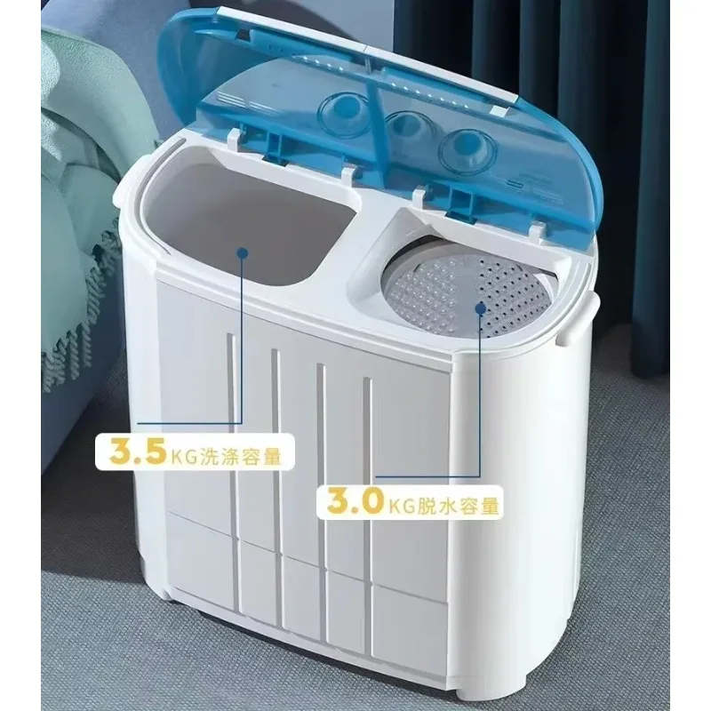 

Мини-наполуавтоматическая стиральная машина с двумя барабанами, подходящая для общежитий и арендованных домов, с функцией сушки и отжиманием