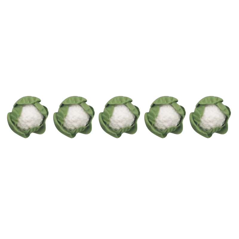 

5 Pieces Mini Handmade Clay Vegetables Miniatures Cauliflower Chinese Cabbage for Doll Kitchen