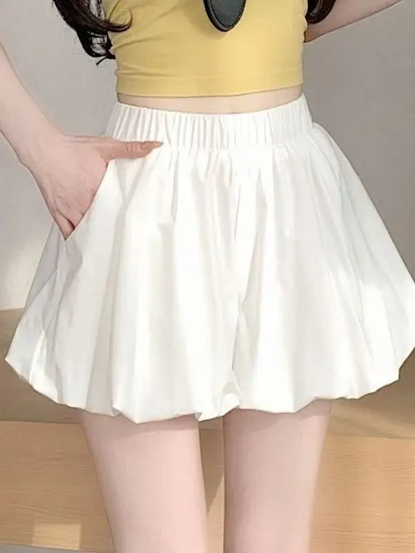 Black Puffy Flower Skirt Half-length Women's Fashionable Youthful High-waist Slimming Sweet Japanese Style Elastic Waist