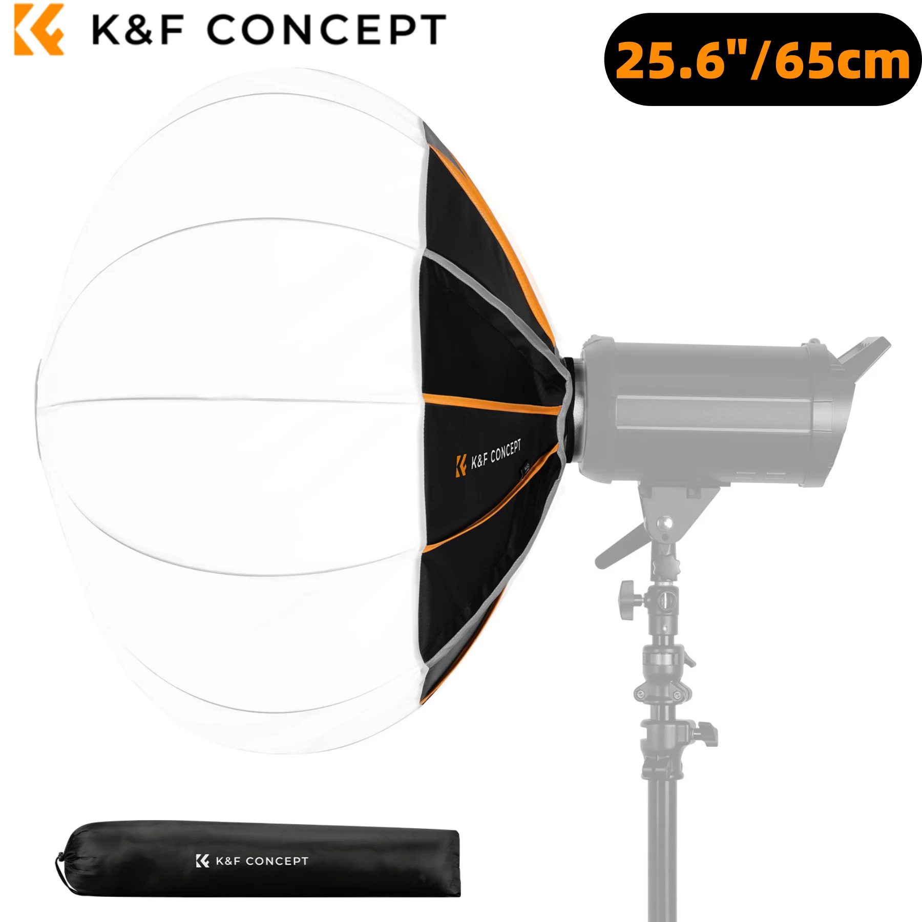 K&F CONCEPT 25.6"/65cm Lantern Softbox Portable Depth Adjustable Bowens Mount with Pouch&Quick Release Light Softbox for Studio