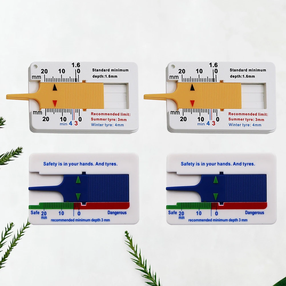 

4pcs High Precision Tire Tread Depth Gauge 0-20Mm Portable Metal Detect Probe Measurement Tool For Car Motorcycle Tyre Tread