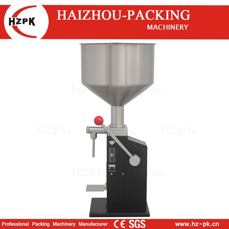 HZPK Hot Sale Stainless Steel Black Cheap Paste Liquid Small Packing Handle Manual Fillling Machine 5-50ml And 10-100ml A03-E