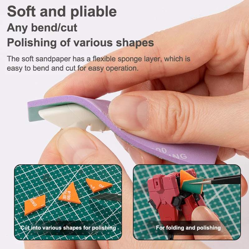 9Pcs For Hobby DIY MS-E400~1200 Semi-rigid Sanding Sticks Plastic Model Polishing Rod Assembling Model Build Tools
