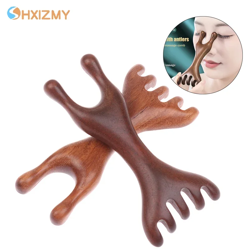 

Body Meridian Massage Comb Sandalwood Deer Antlers Wide Tooth Acupuncture Help Blood Circulation Anti-static Smooth Hair