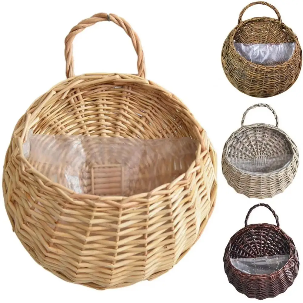 New Storage Container Flower Basket Wall Hanging Handmade Weaving Hanging Planter Wicker Basket Home & Living
