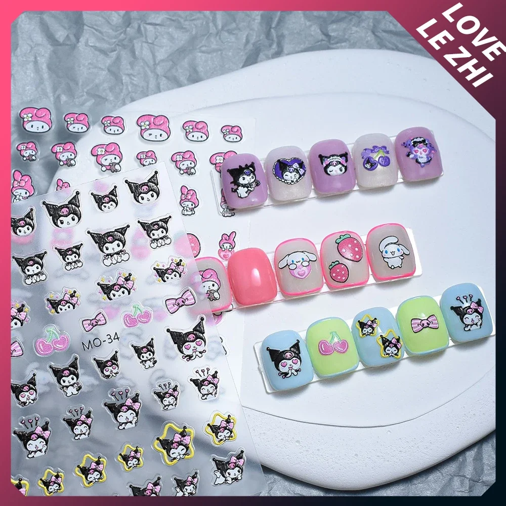 

Kawaii Sanrio Nail Art Stickers Hellokitty Cinnamoroll Mymelody Kuromi Pochacco Long-Lasting Cartoon Cute Stickers Decoration