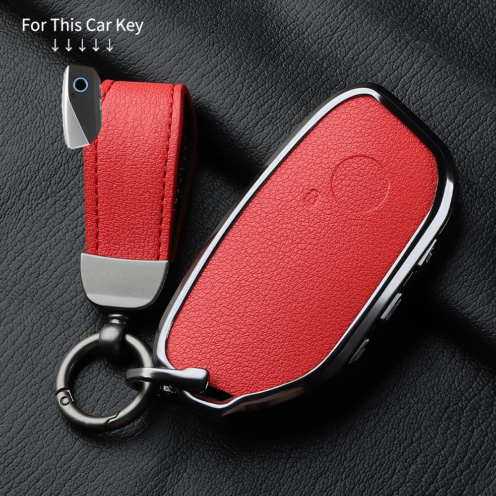 Metal and Leather Car Key Case Cover ForBMW For G38 G12 F49 i20 G07 G08 1 5 7 Series x1 x5 x7 ix XM i7 M760 Keychain Accessories