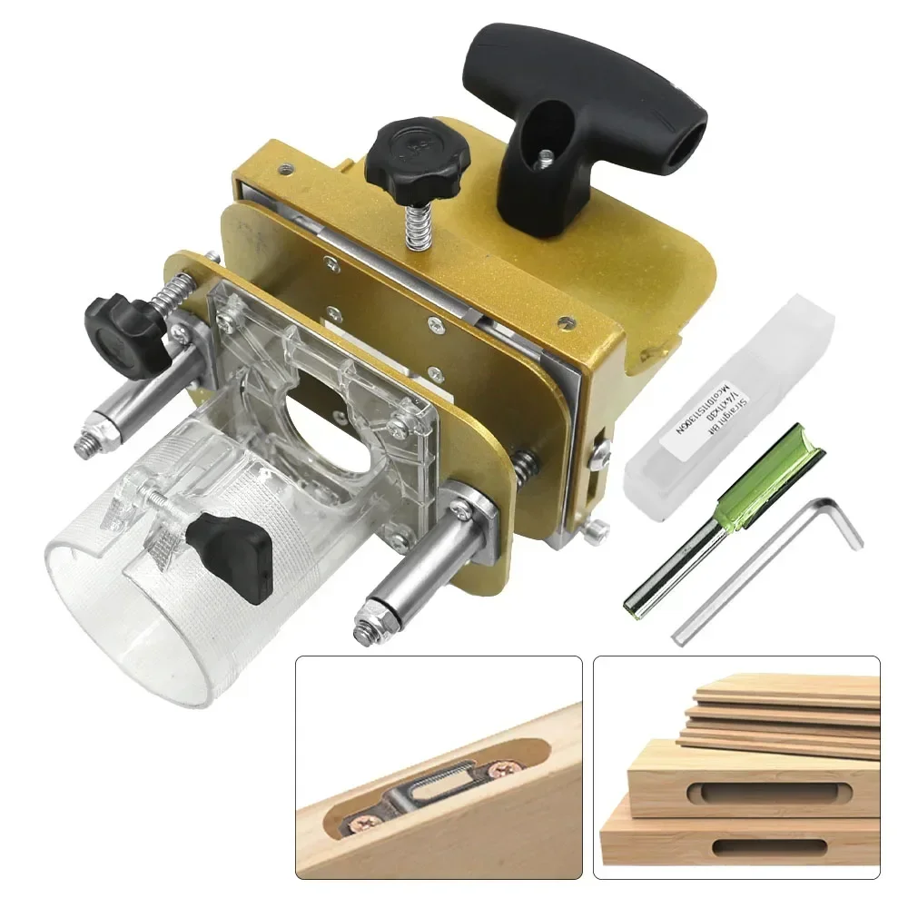 

Mortising Jig for 65mm Trimming Machine 2 In 1 Slotting Bracket Invisible Fasteners Punch Locator Linear Track Woodworking Tool