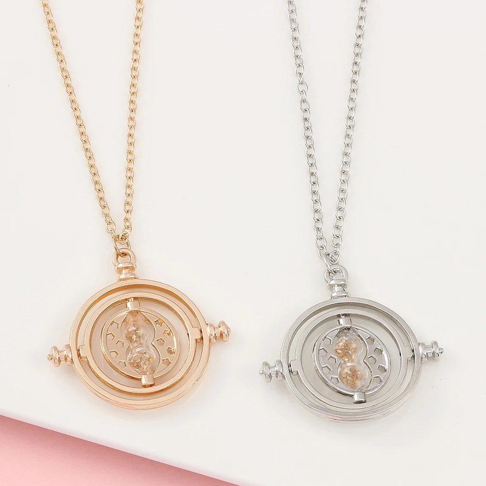 New Harried Time Necklace Timer Hourglass 360 Rotatable Potters Cosplay Props Astronomical Time Converter Magic School Fans Gift