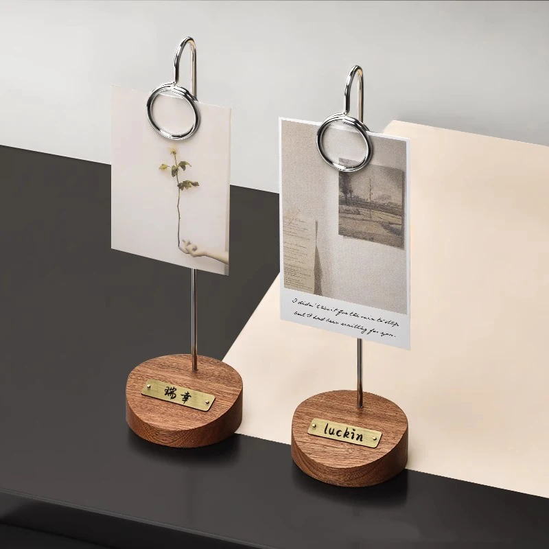 HeMu Solid wood price display card vertical literary hotel restaurant table card holder message note holder product label label