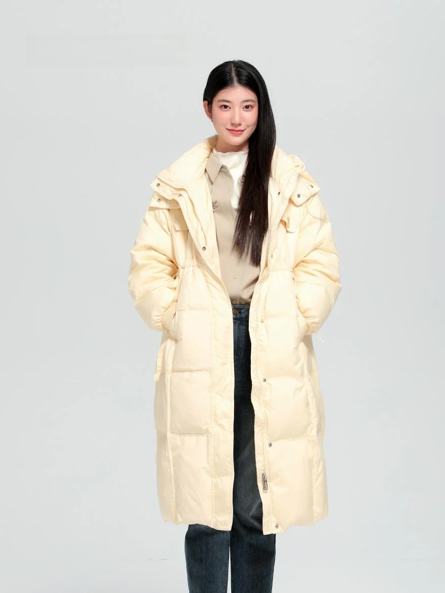 

Dailanzhi Autumn Winter New Straight Cut Hooded Mid-Length down Jaet Fluffy Bread Sle Women's Sweet Sle Faionable