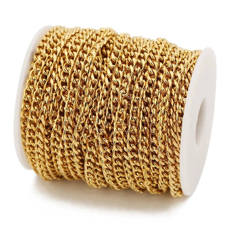 1meter Stainless Steel Round Grind Chain for DIY Choker Necklace Bracelets Jewelry Making Women Men Gold Punk Link Chain Finding
