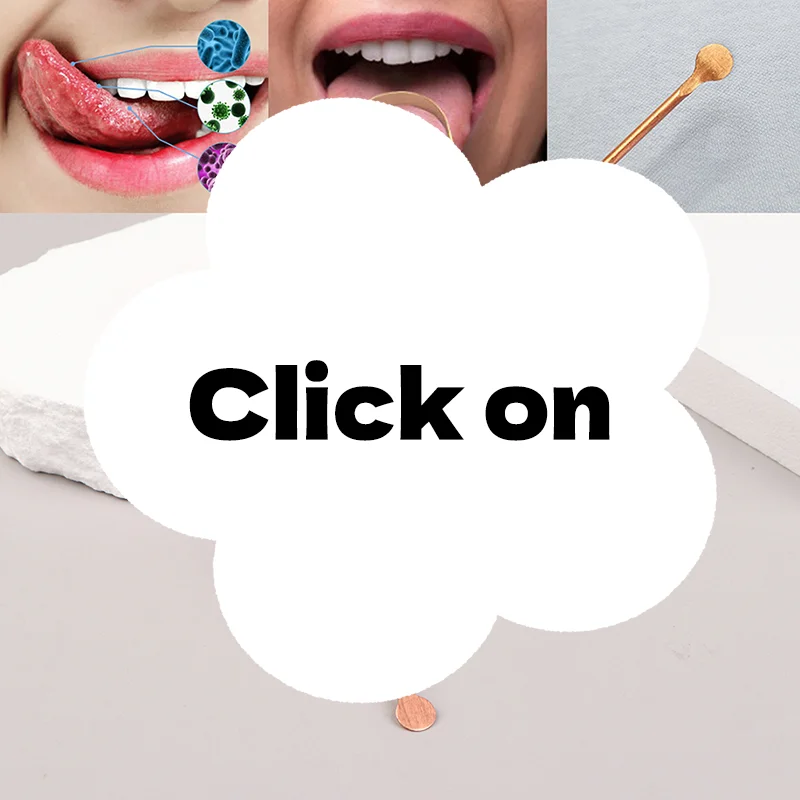 Pure Copper Portable Tongue Scraper Oral Cleaning Tool Tongue Coating Remover Fresh Breath Care