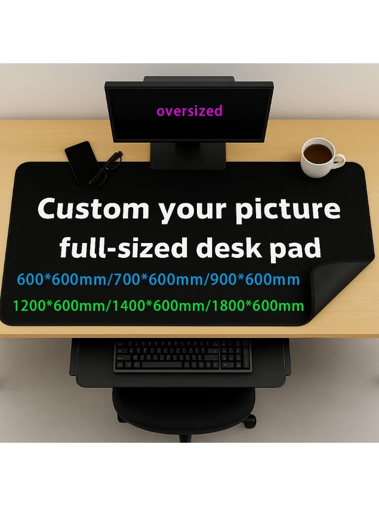 Tapis de bureau personnalisé tapis de souris pleine taille 600x600mm 1200x600mm 1400x600mm 1800x600mm tapis en caoutchouc antidérapant très grand tapis de bureau