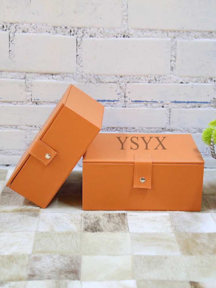 orange orange leather storage box ornament box wardrobe storage box