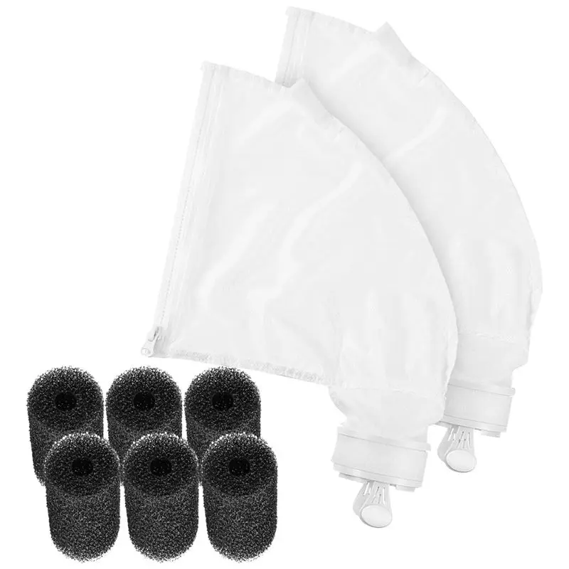 ABZC-Pool Cleaner Parts 2 All Purpose Filter Bag For Polaris 280 480, With 6 Pcs Tail Scrubber Replacement Kit