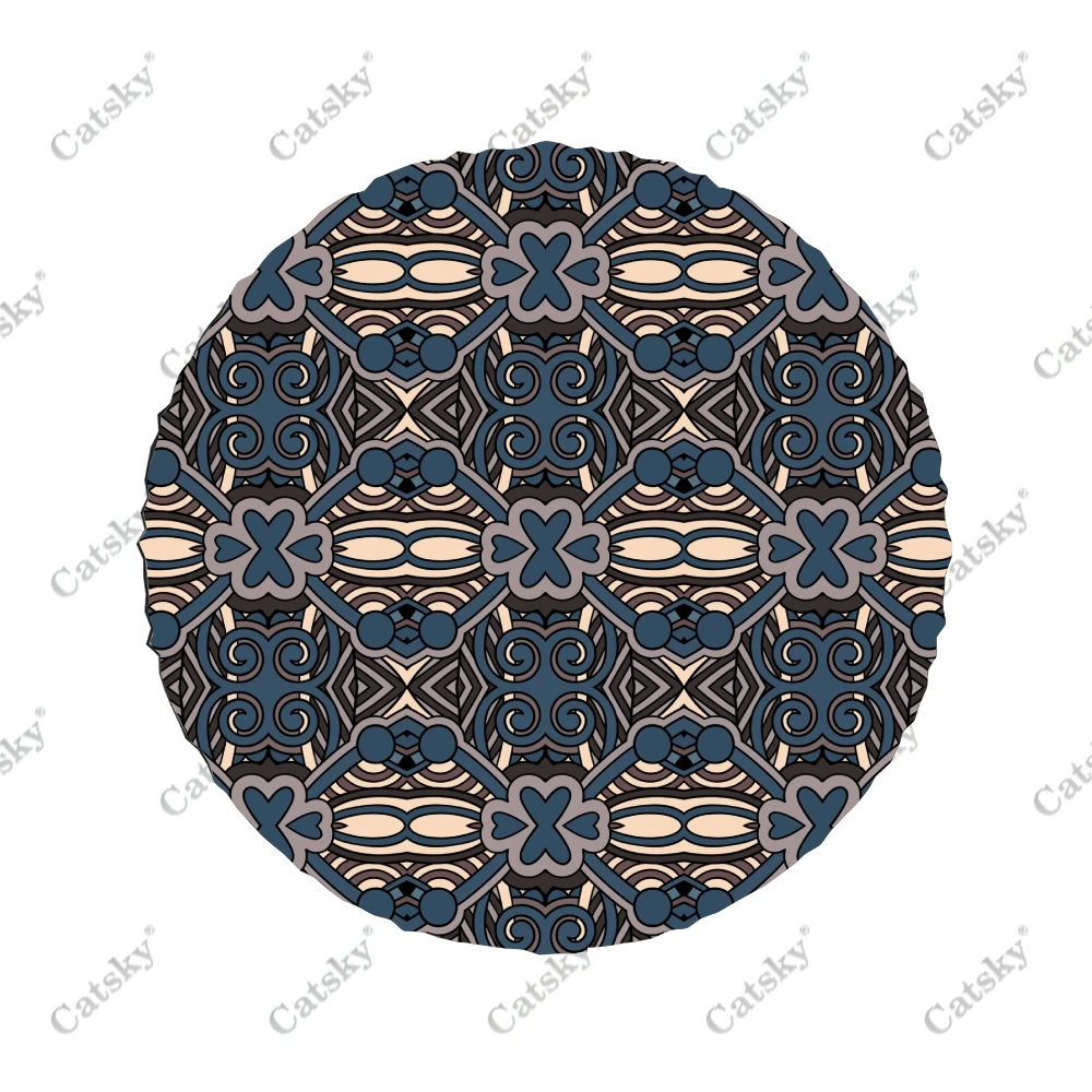 Ethnic Oriental Pattern Polyester Universal Spare Wheel Tire Cover Custom Tire-Covers for Trailer RV SUV Truck Camper