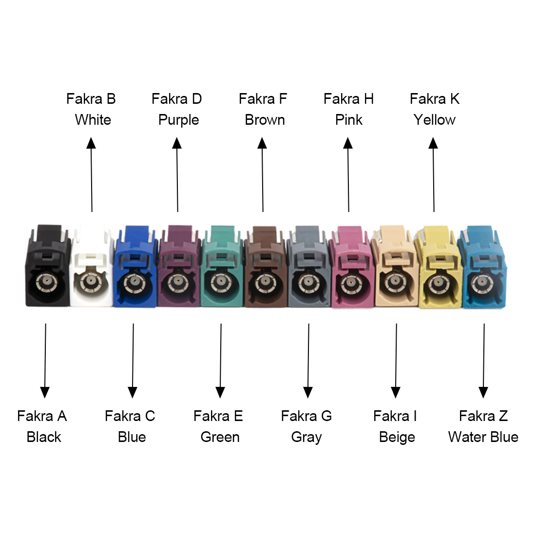 1pc SMA Male Plug to Fakra A/B/C/D/E/F/G/H/I/K/Z Female Jack RF Coax Adapter Convertor Straight NEW White Black Green Color image 2