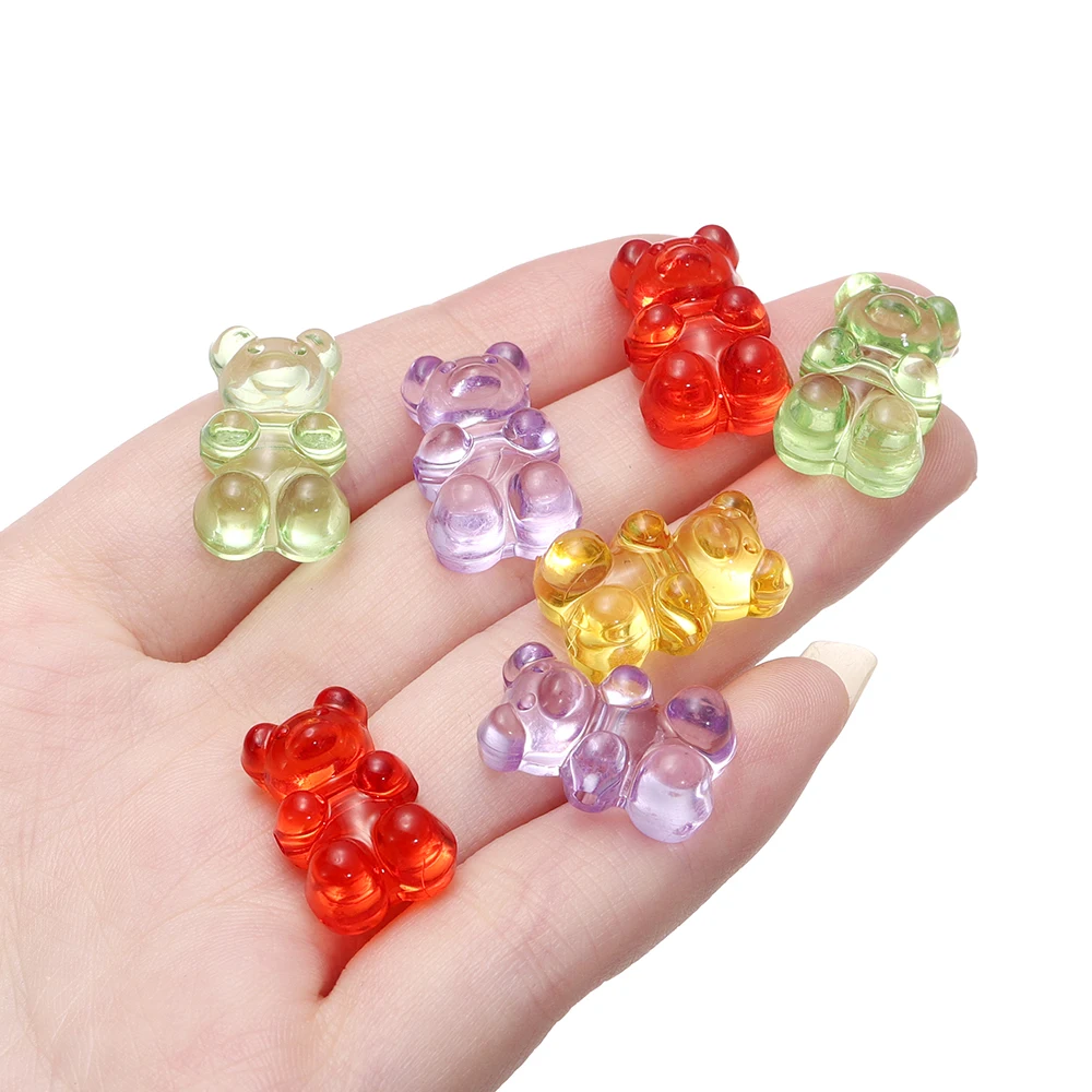 10pcs/lot Acrylic Bear Beads Clear Candy Color Spacer Loose Bead Charms for Necklace Bracelet Earrings Jewelry Making Accessorie