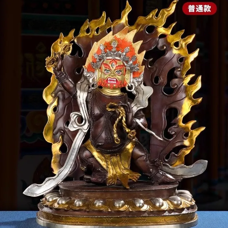 Tibetan Tantric Bronze Vajra Hand Bodhisattva Statue Ornament, Antique Gilt and Gilt-Silver Buddha Altar Guardian Statue15Inch
