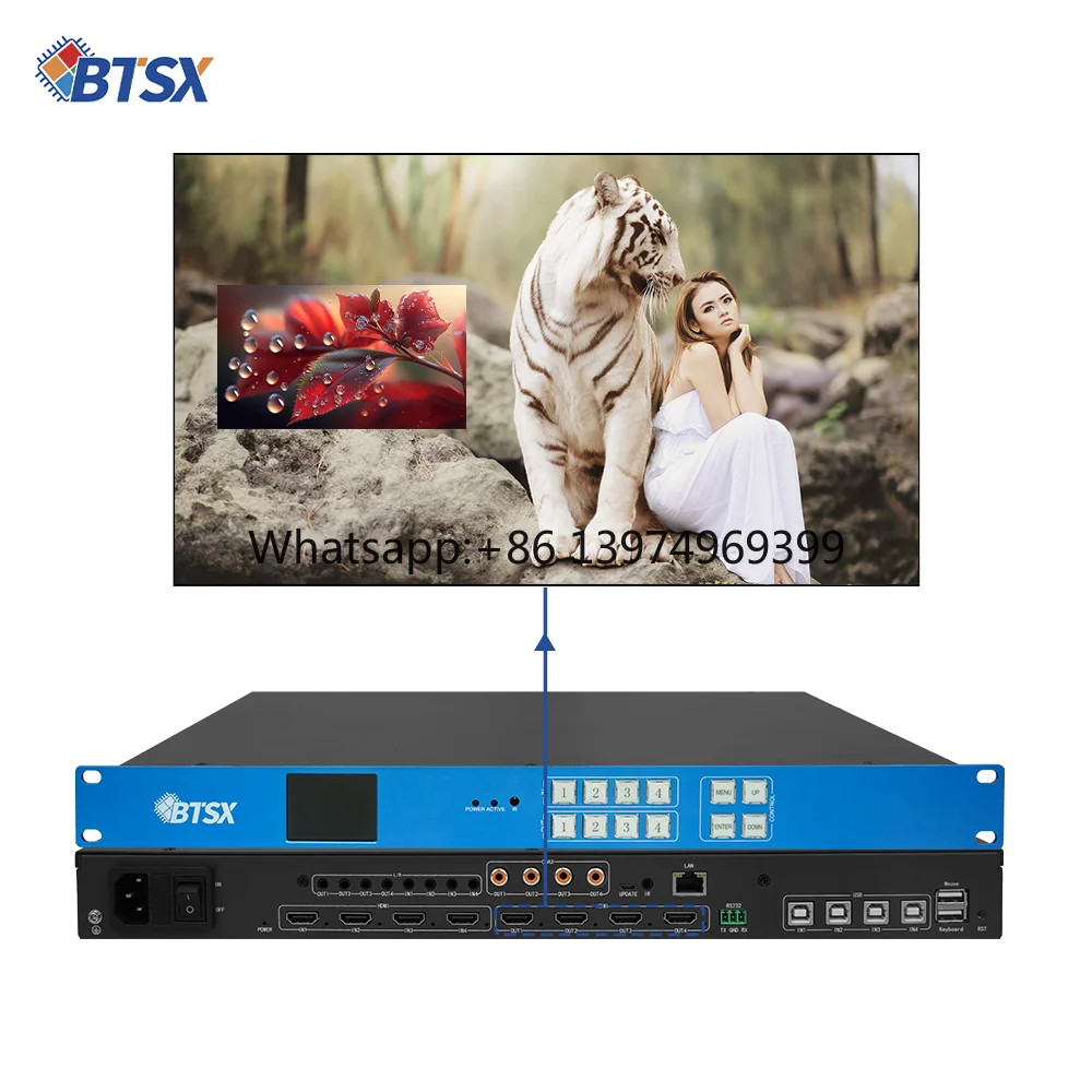 4 Screen Any Layout LCD Video Wall Processor 4096x2160P60 Video Wall Controller 4input 4output Splicer Seamless Matrix Switcher