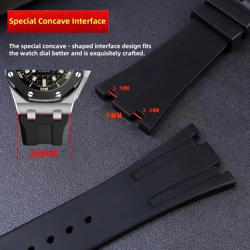 For Audemars Piguet AP Royal Oak Offshore AP15400 15202 15703 Silicone Rubber Watch Strap Men's Watchband 26mm GA-2100 Bracelet