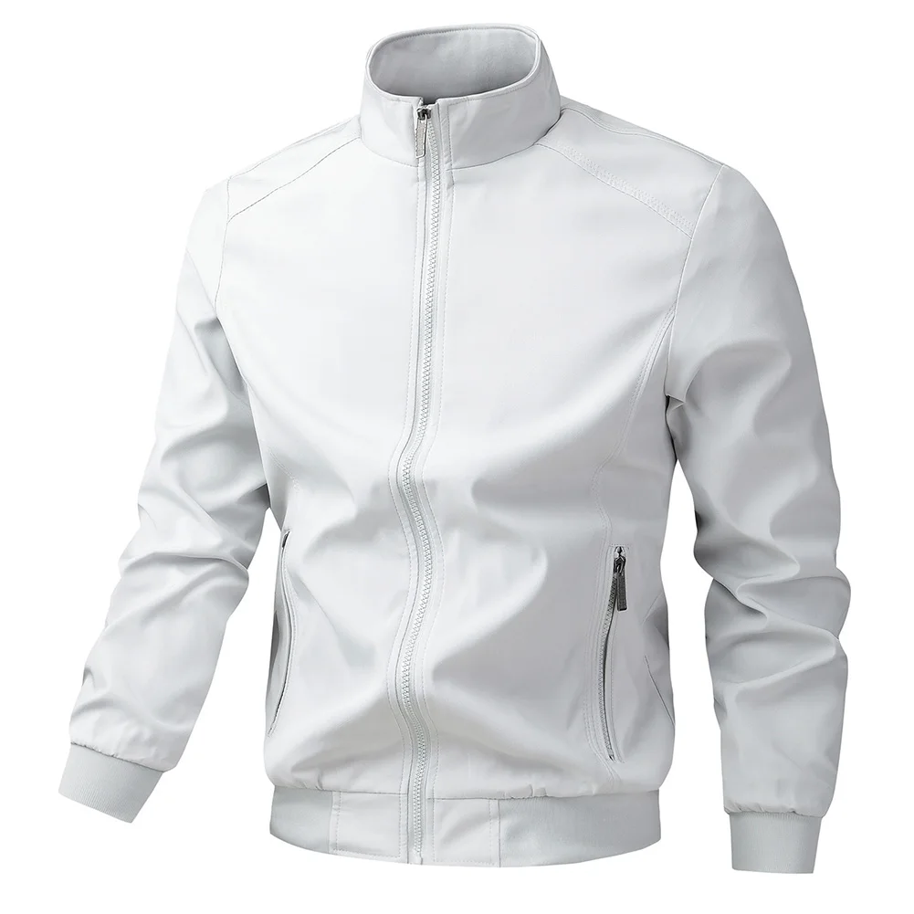 سترة رجالية رفيعة صلبة فضفاضة بياقة واقفة ملابس خارجية يومية ملابس خارجية غير رسمية #3