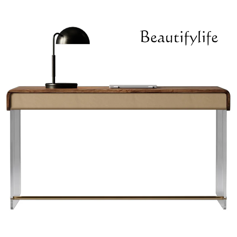 Modern Minimalist Walnut Solid Wood Desk Italian Light Luxury Study Suspension Desk