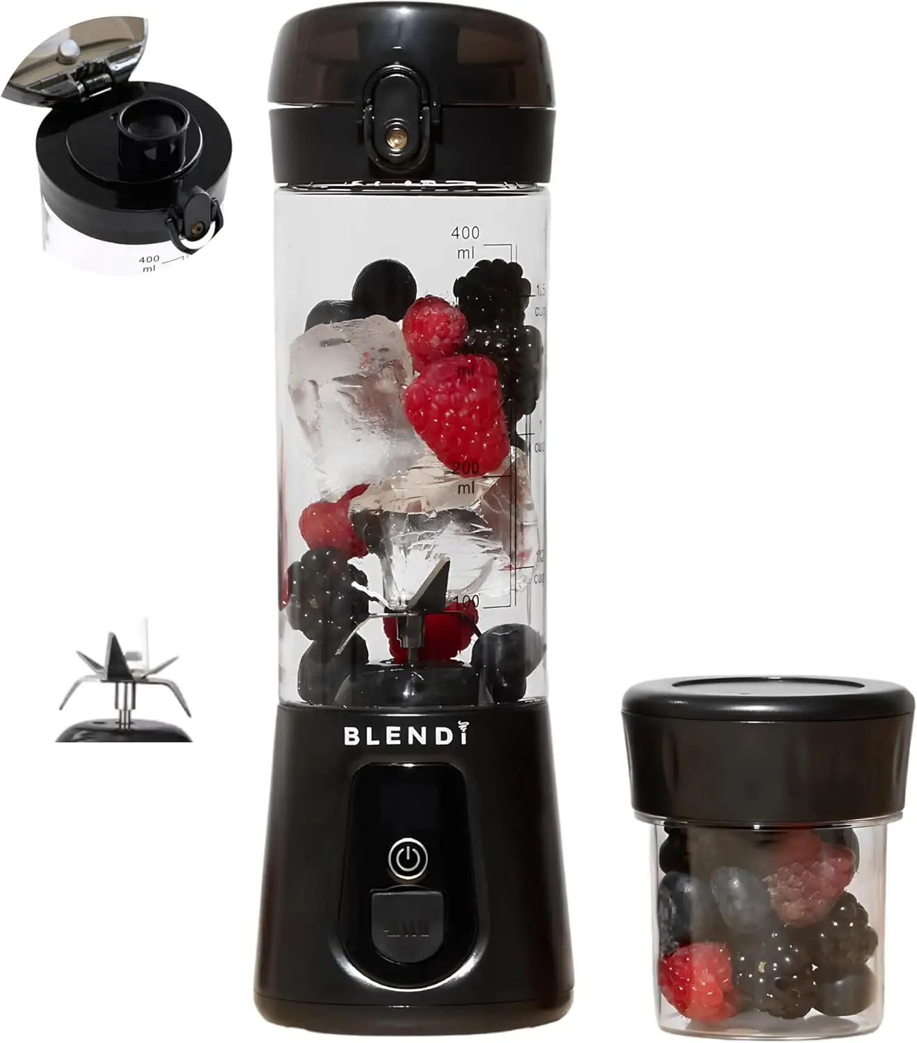 Portable Blender 17.5oz, Black – 120W Motor, USB-C Rechargeable, Cordless for Smoothies & Shakes, BPA-Free