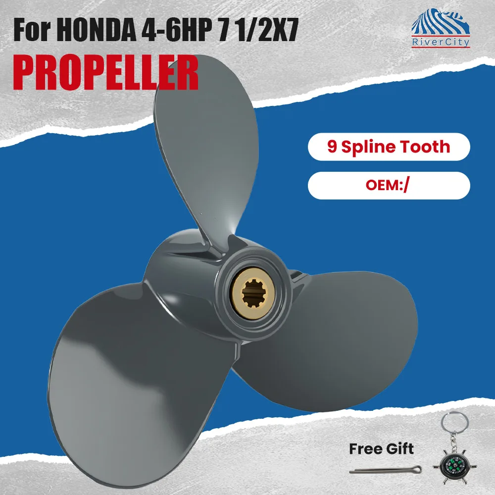 7 1/2×7 For Honda Outboard Propeller Aluminum Alloy Screw 3 Blade Part for 4 HP 5 HP 6HP Boat Marine Engine Motors
