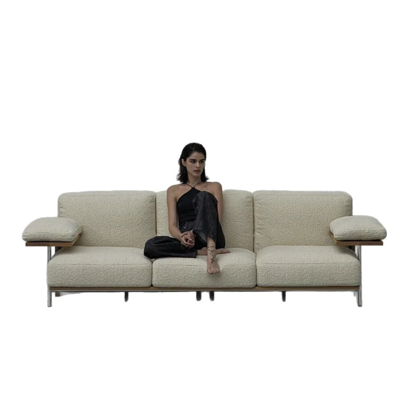 

Designer vintage Bauhaus fabric sofa, second-hand homestay, model room, cigar bar furniture, stainless steel, metal