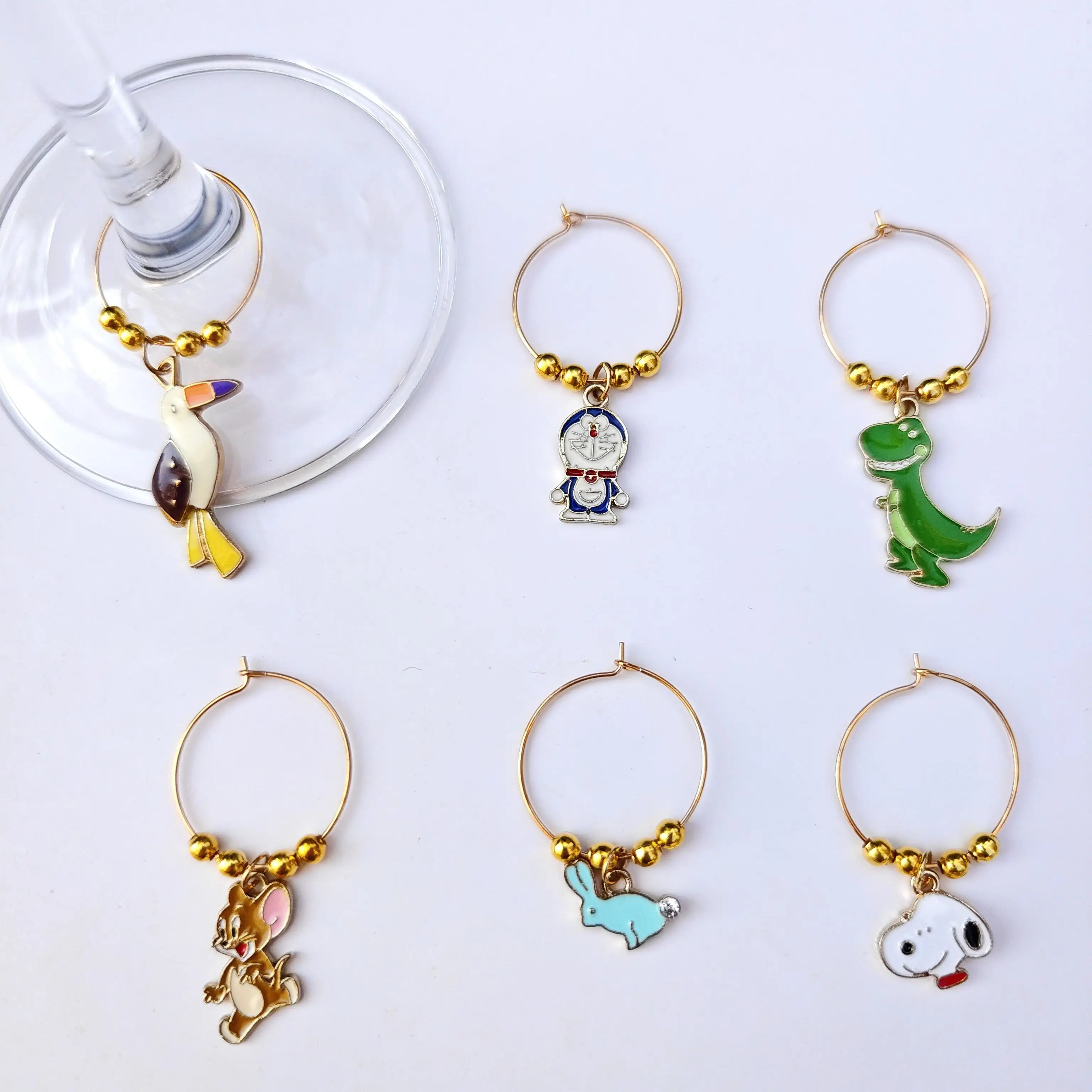 6PCS Cute Animals Wine Glass Markers New Design Wine Glass Charms Rings Marker Christmas Wine Glass Drinks Markers