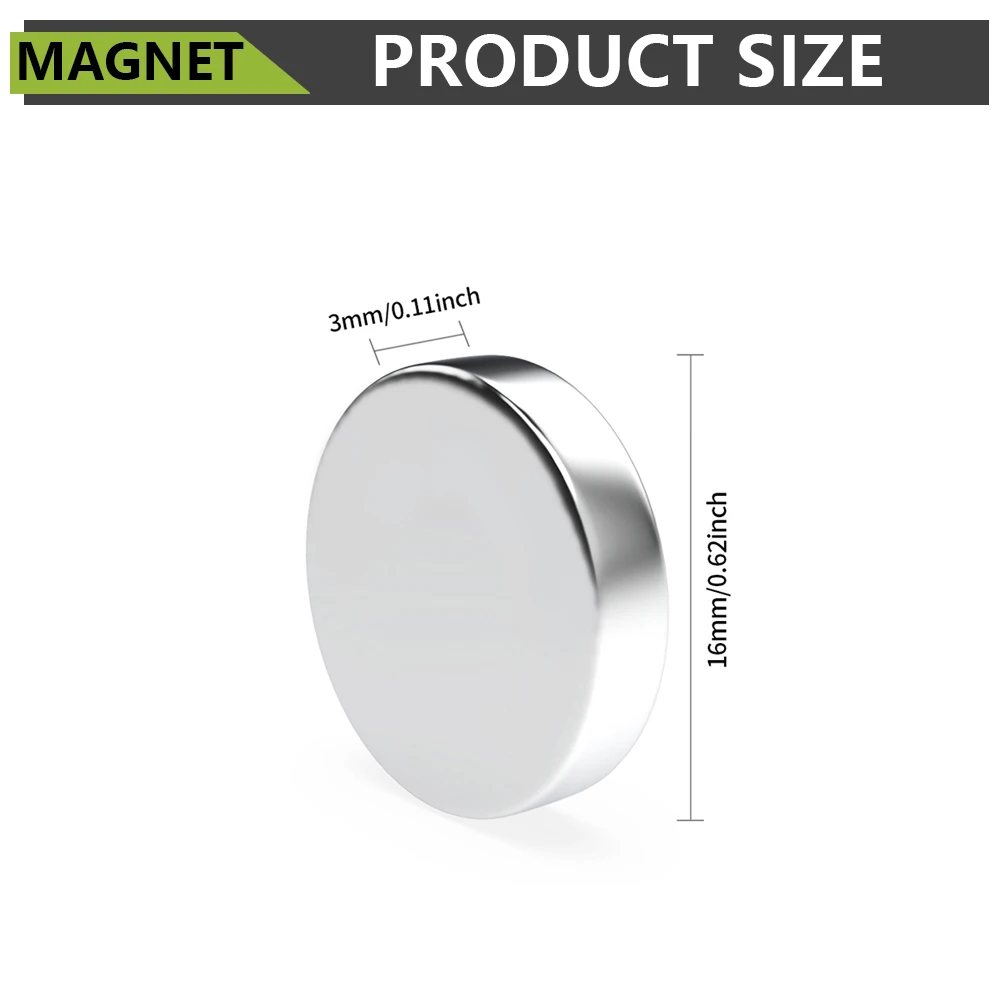 Imán de neodimio súper fuerte N35 de 16x3mm, imanes magnéticos permanentes potentes redondos NdfeB, imanes para refrigerador 16*3