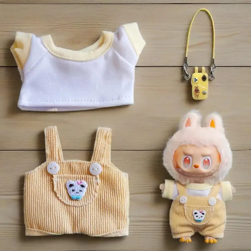 Ropa de 17cm para Labubu, conjunto de pantalones y sudadera con capucha a la moda, ídolo coreano, accesorios de ropa para muñecas DIY, juguete para regalo, riñonera