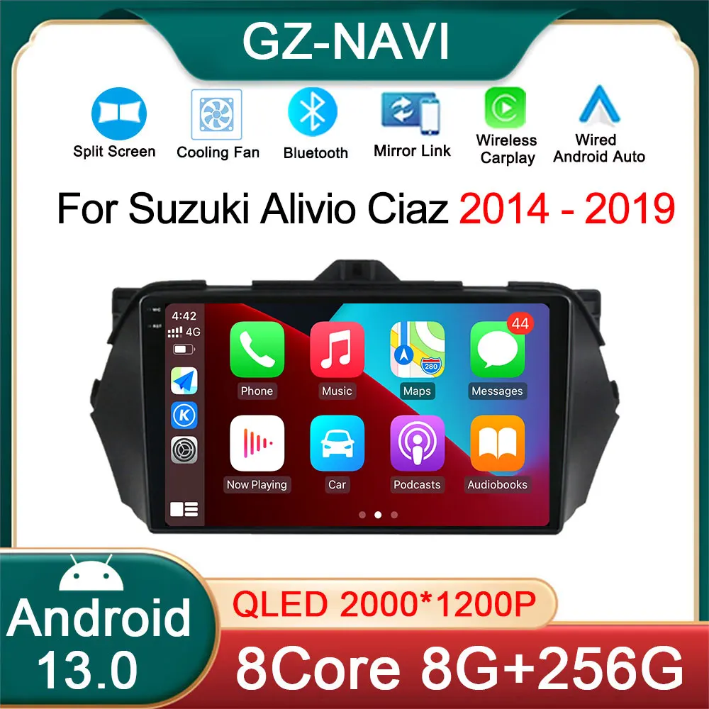 

Автомагнитола на Android 13 для Suzuki Alivio Ciaz 2014 - 2019 Carplay Android автомобильный стерео Мультимедийный плеер 4G Авторадио Wi-Fi DSP