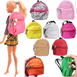 Mochila de lona sólida para muñecas Barbies de 11,8 pulgadas, Bolsa Escolar con cremallera, bolsa para muñecas BJD Blyth 1/6, artículos en miniatura, regalos para bebés