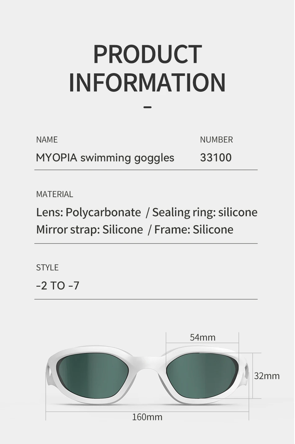 COPOZZ Myopie-Schwimmbrille – 2 bis -7, optische Schwimmbrille mit Etui, verschreibungspflichtige, wasserdichte Anti-Beschlag-Schwimmbrille für Erwachsene – Detail 5