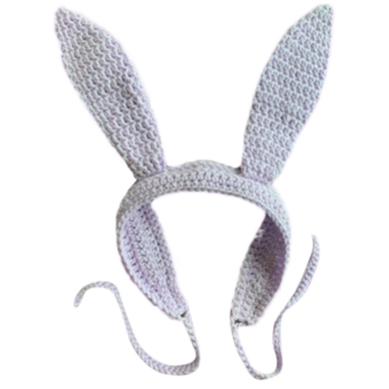 Rabbit Hat Long Ears Photo Props New Year Thick Winter Hat Adults Kids Knitted Rabbit Ears Y2K Headband