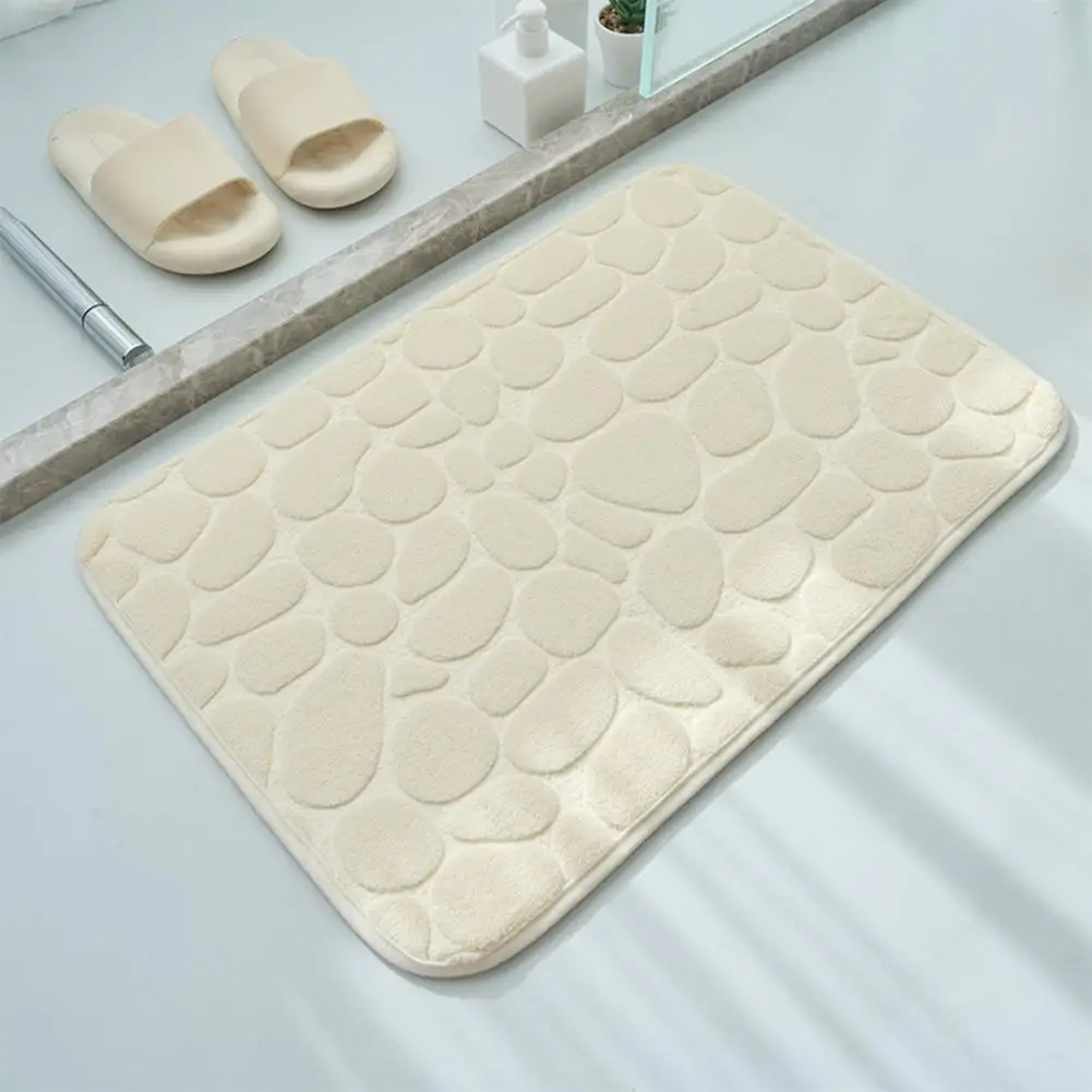 Water Absorbent Floor Rug Coral Velvet Rug Coral Velvet Floor Mat with Pebble Pattern Absorbent Non-slip Bathroom for Entryway