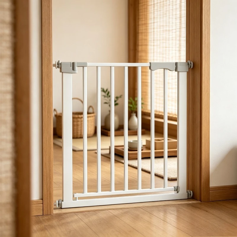 No-drill Pet Safety Gate, 180° Swing Auto-close Stair Barrier Guard for Dogs & Kids, Tool-free Fence Panel for Doorway Hallway.