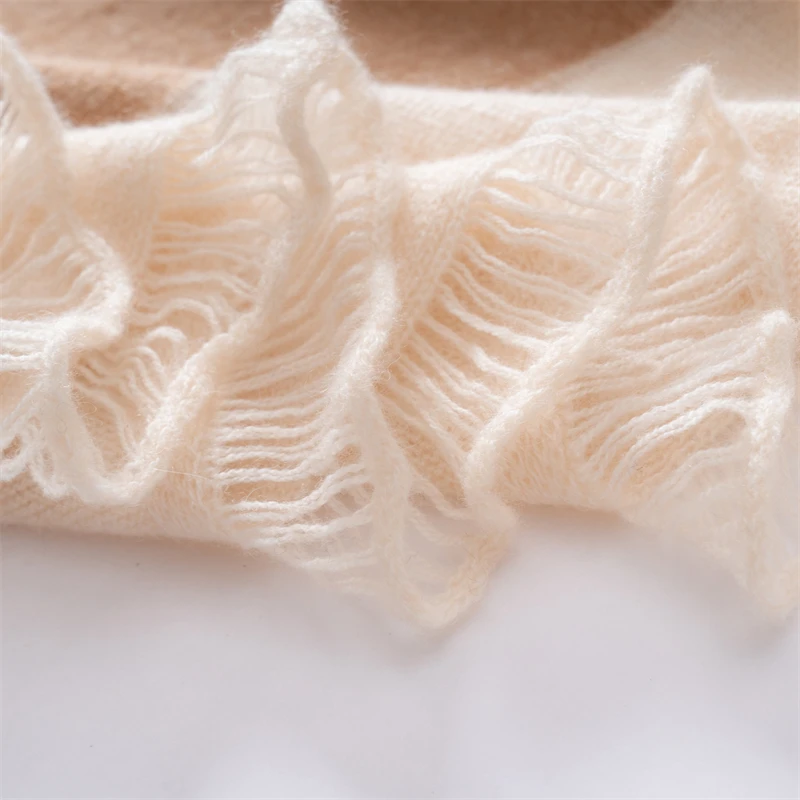 100% Cashmere Tassel Knitted New Scarf Autumn Winter Warm Artistic Versatile Long Gentle Korean Style Thin Scarf Shawl