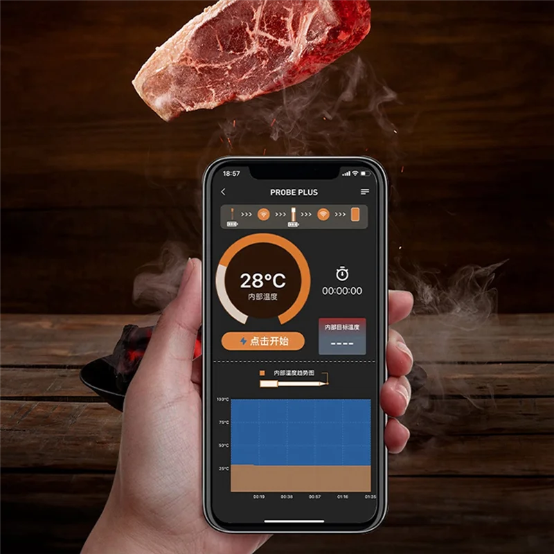 

ABKN-термометр для приготовления пищи, умный термометр для мяса, большой диапазон Bluetooth, точное приготовление пищи, для барбекю/гриля/кухни