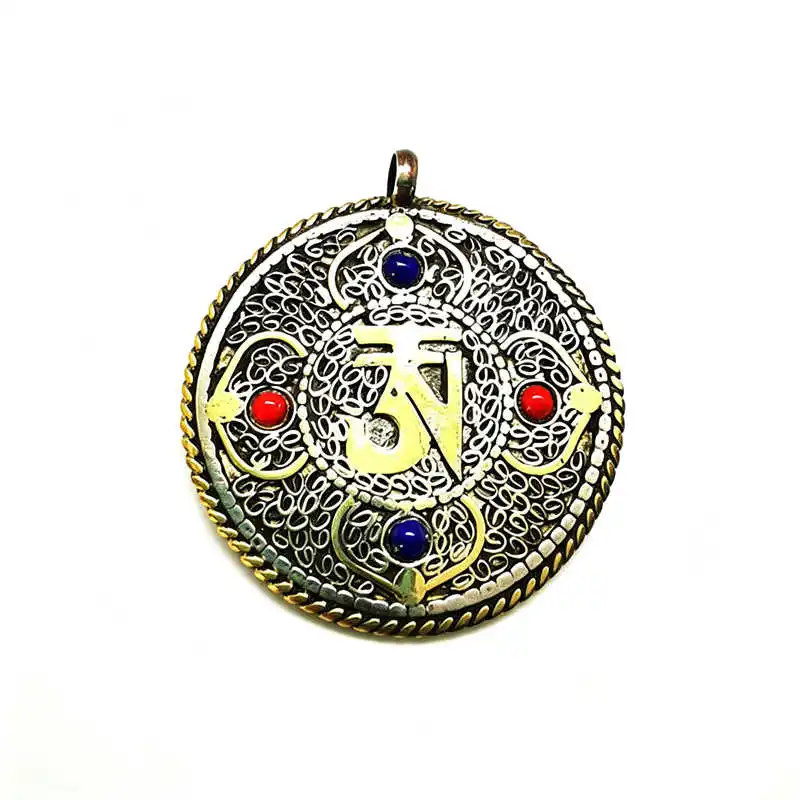 Tibet OM Amulet Pendants Tibetan Jewelry Double Sides Totems TBP703
