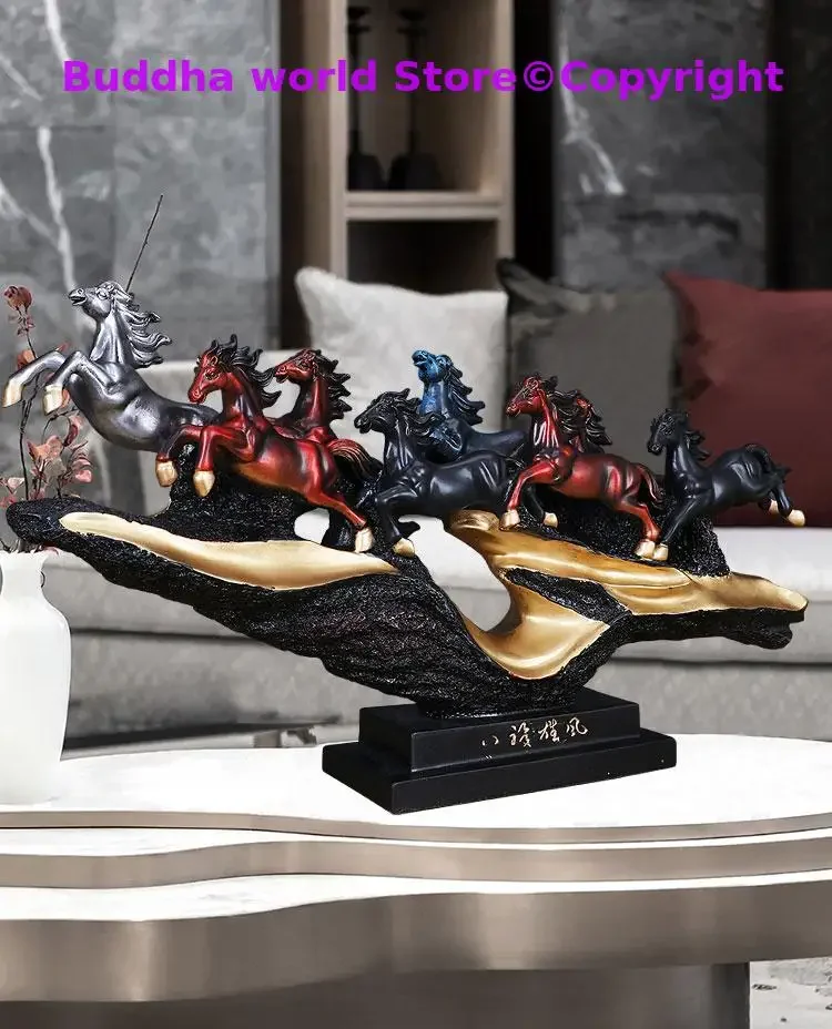 شركة مكتب منزلي متجر عمل مزدهر فعال رسم أموال راتنج نجاح حظًا سعيدًا 8 تمثال خيول فنغ شوي